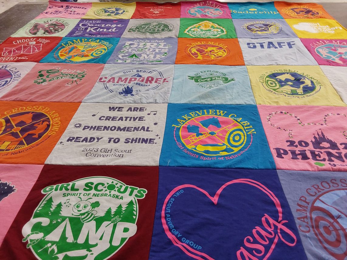 T-shirt quilt with outdoor activities, camps themes by Krista from NE