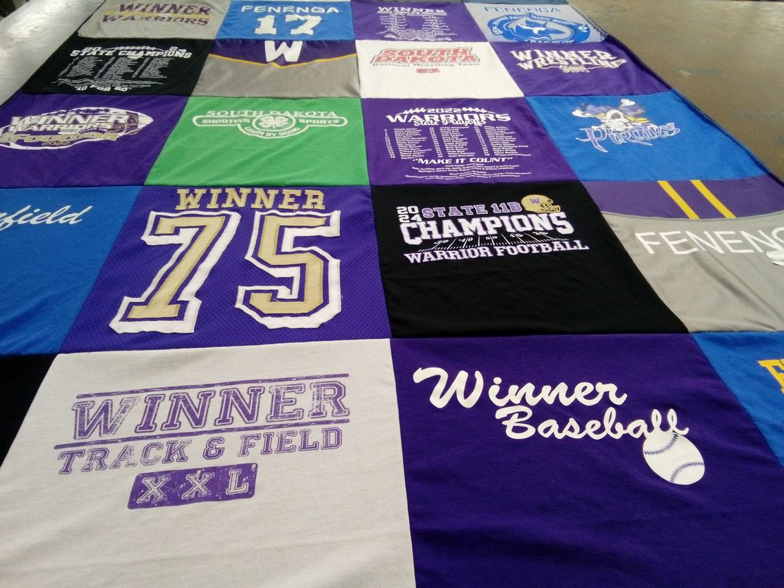T-shirt quilt featuring winner warriors by Jennie from SD