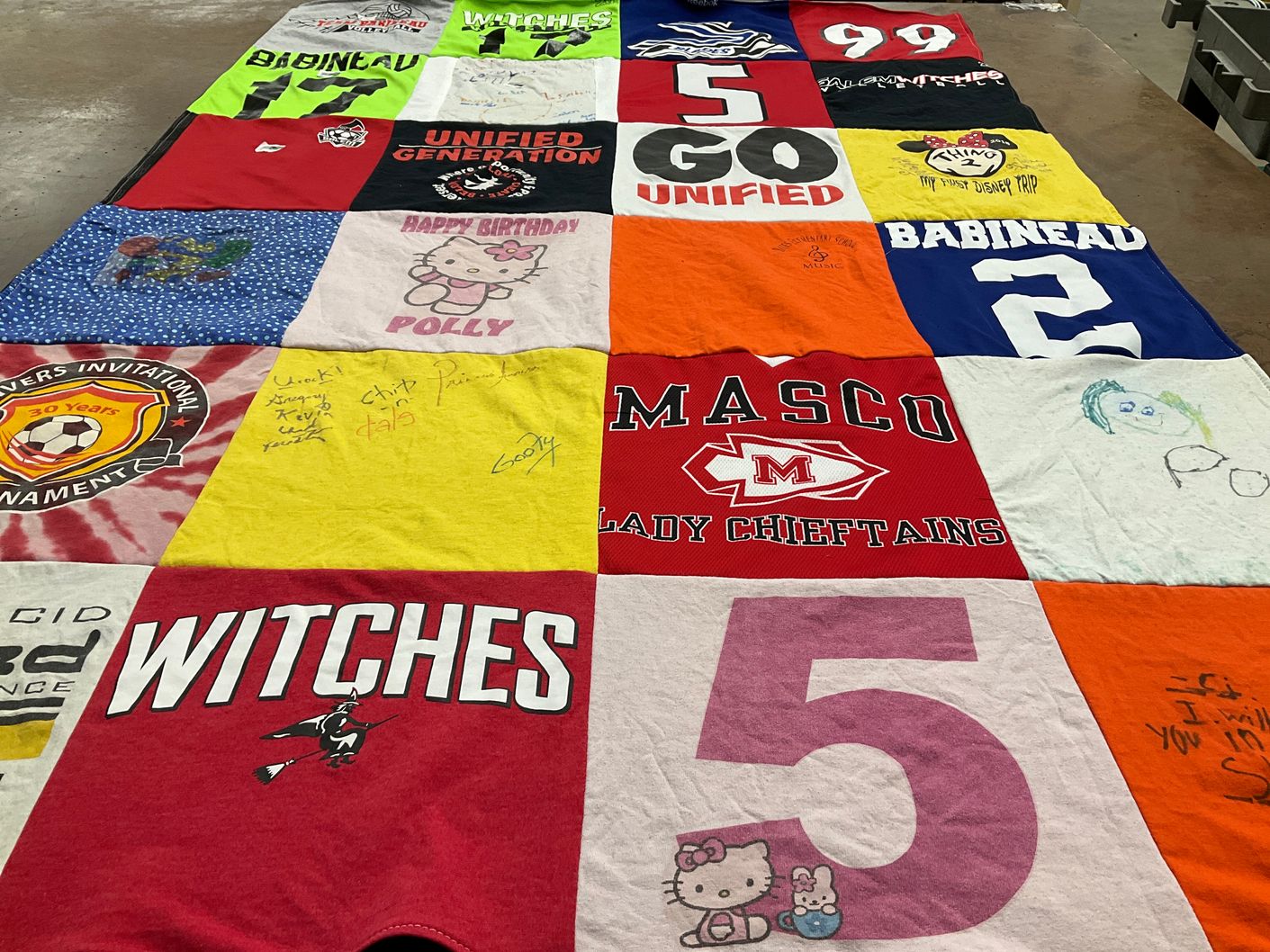 T-shirt quilt featuring masconomet regional high school by Colleen from MA