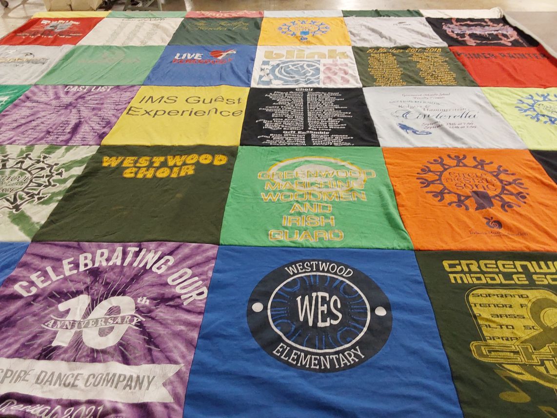 T-shirt quilt from westwood elementary school, greenwood middle school by Renee from IN