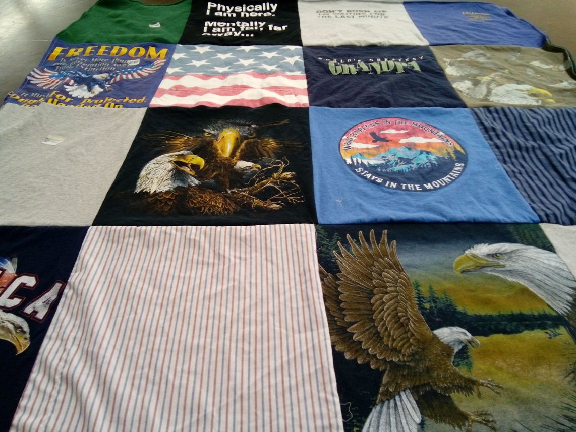 T-shirt quilt with wildlife, nature themes by Jennifer from CA