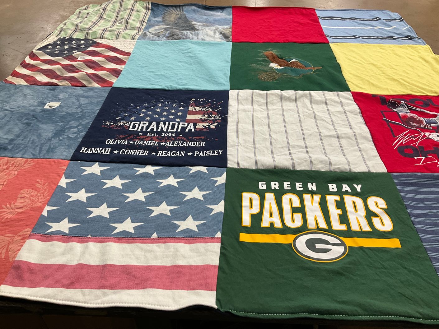 T-shirt quilt featuring green bay packers by Jennifer from CA