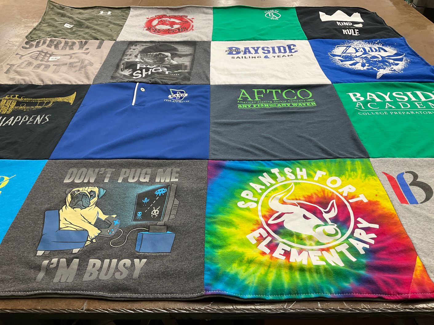 T-shirt quilt featuring bayside sailing team by Wade from AL