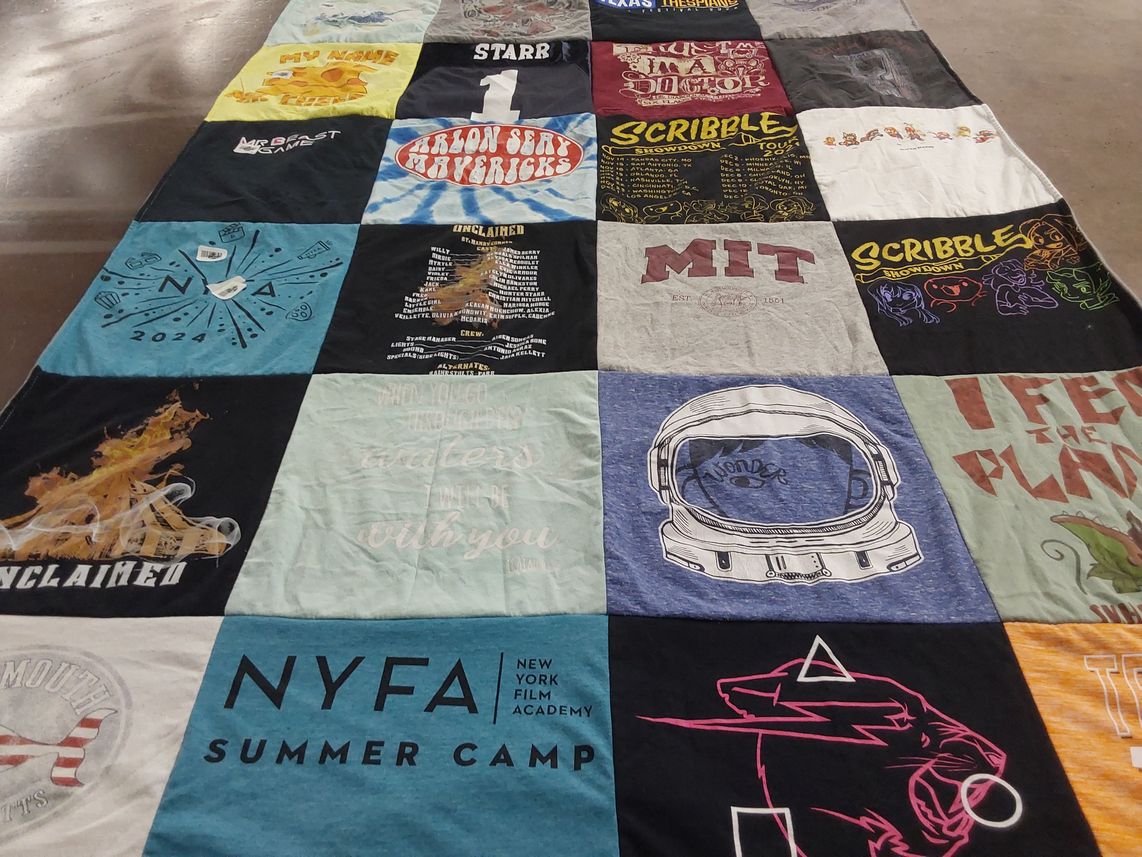 T-shirt quilt from massachusetts institute of technology, new york film academy by Jennifer from TX