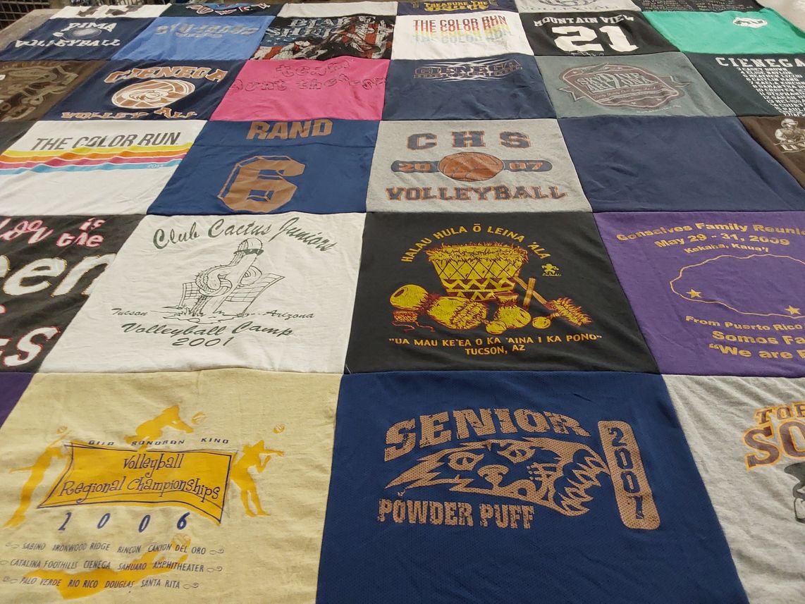 T-shirt quilt featuring catalina foothills volleyball, mountain view volleyball by Caitlin from AZ