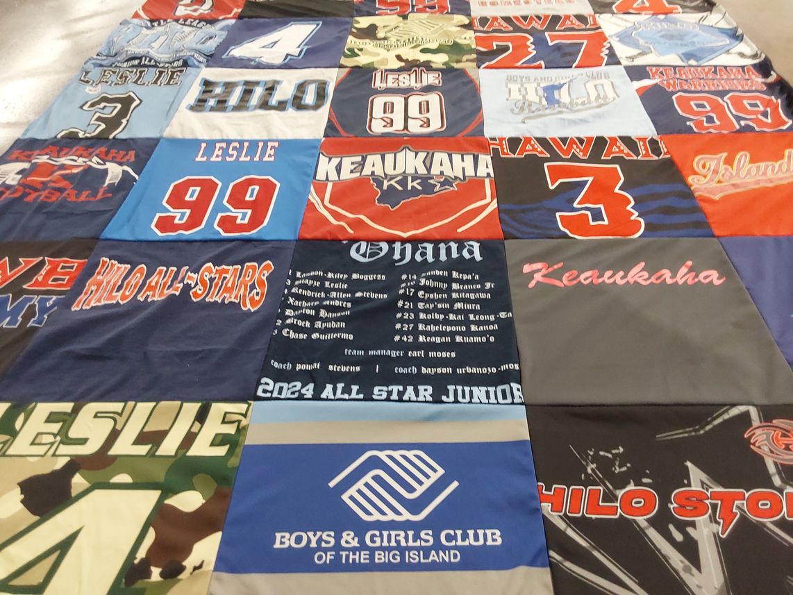 T-shirt quilt featuring hilo all-stars, keaukaha by Larissa from HI