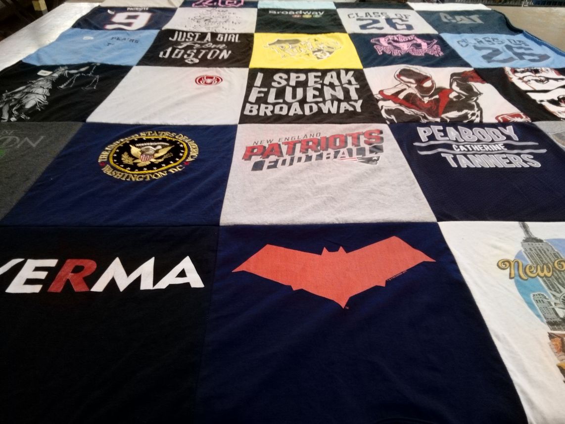 T-shirt quilt featuring new england patriots football by Paula from MA
