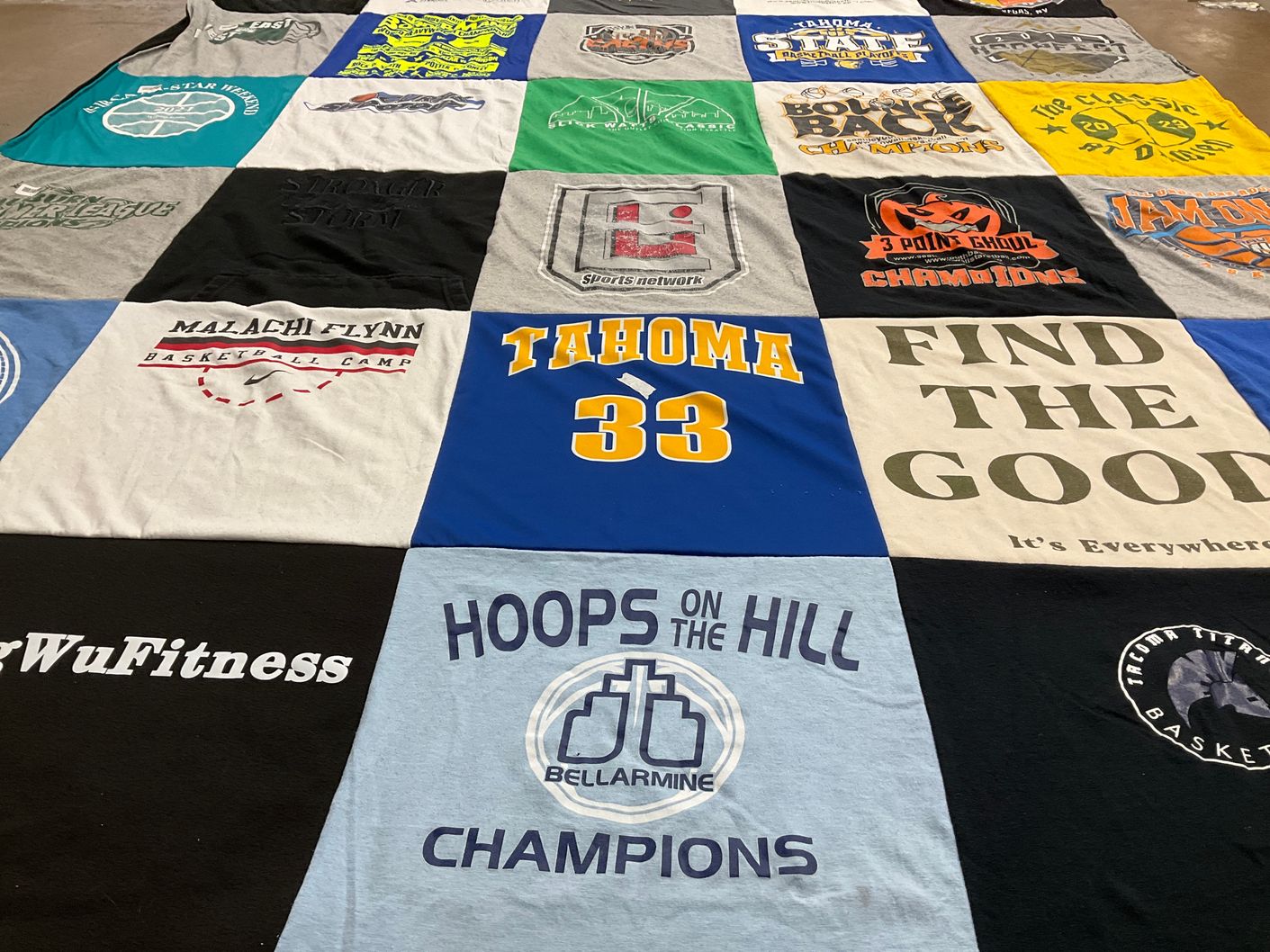 T-shirt quilt from tahoma high school, bellarmine university by Jenn from WA