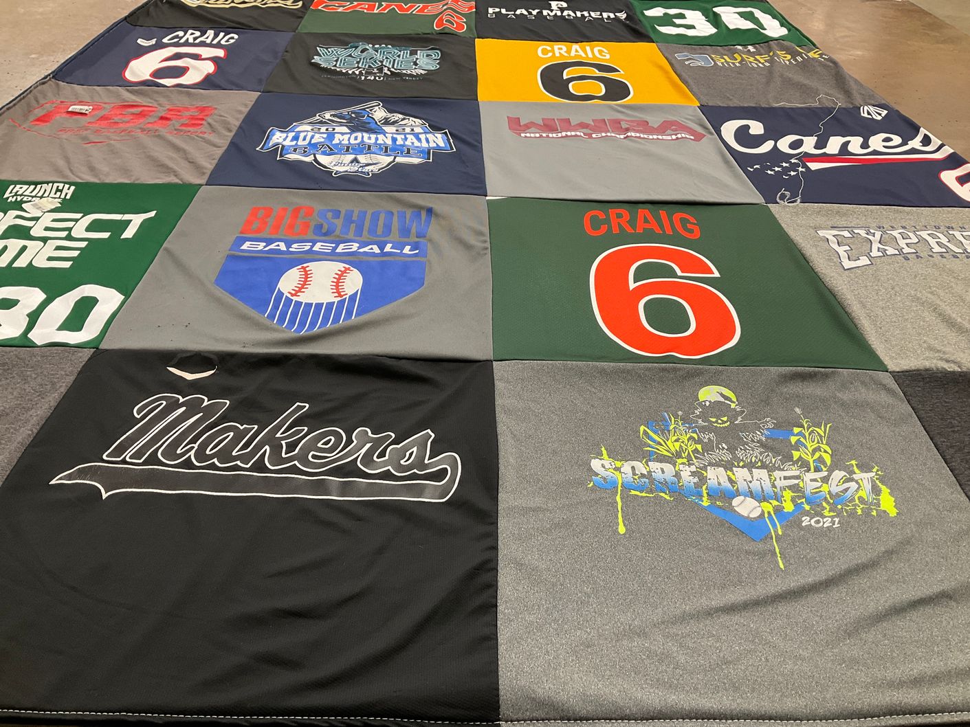 T-shirt quilt with baseball themes by Nicole from PA