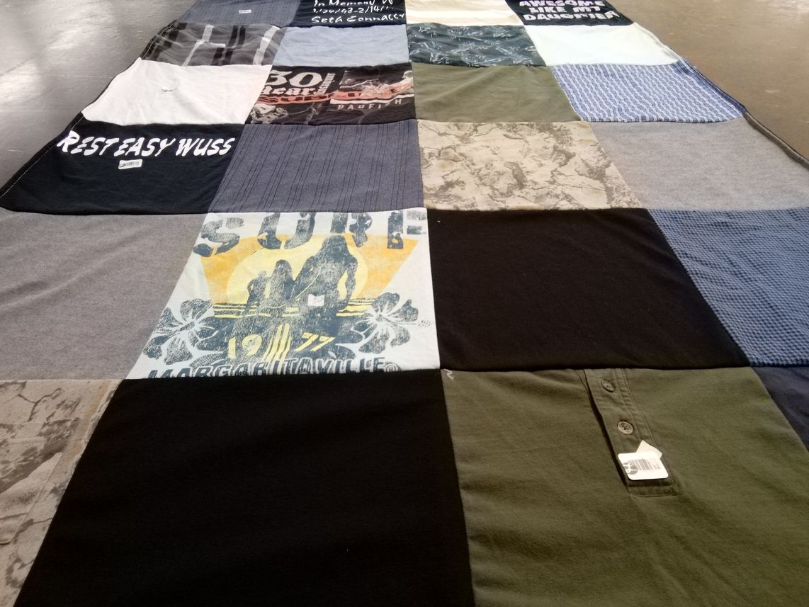 T-shirt quilt with surfing themes by Aspen from TX
