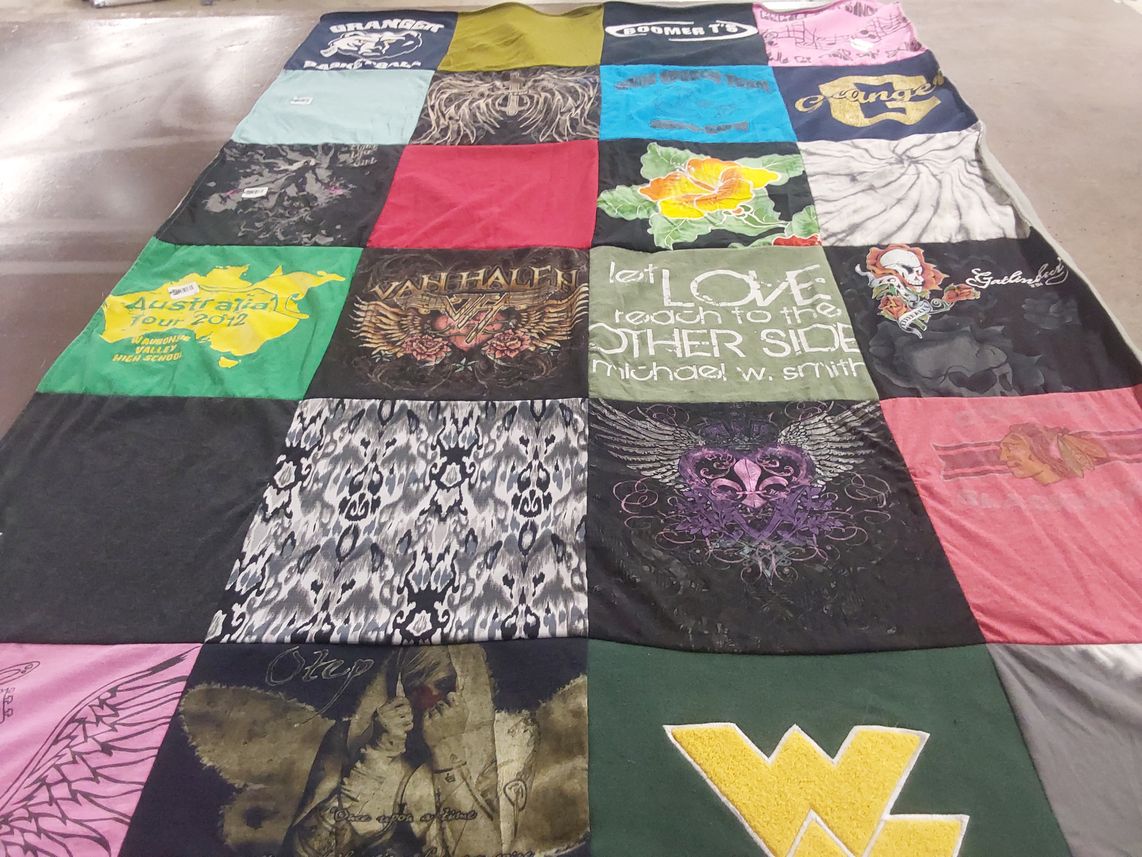 T-shirt quilt featuring west virginia university by Rebecca from IL