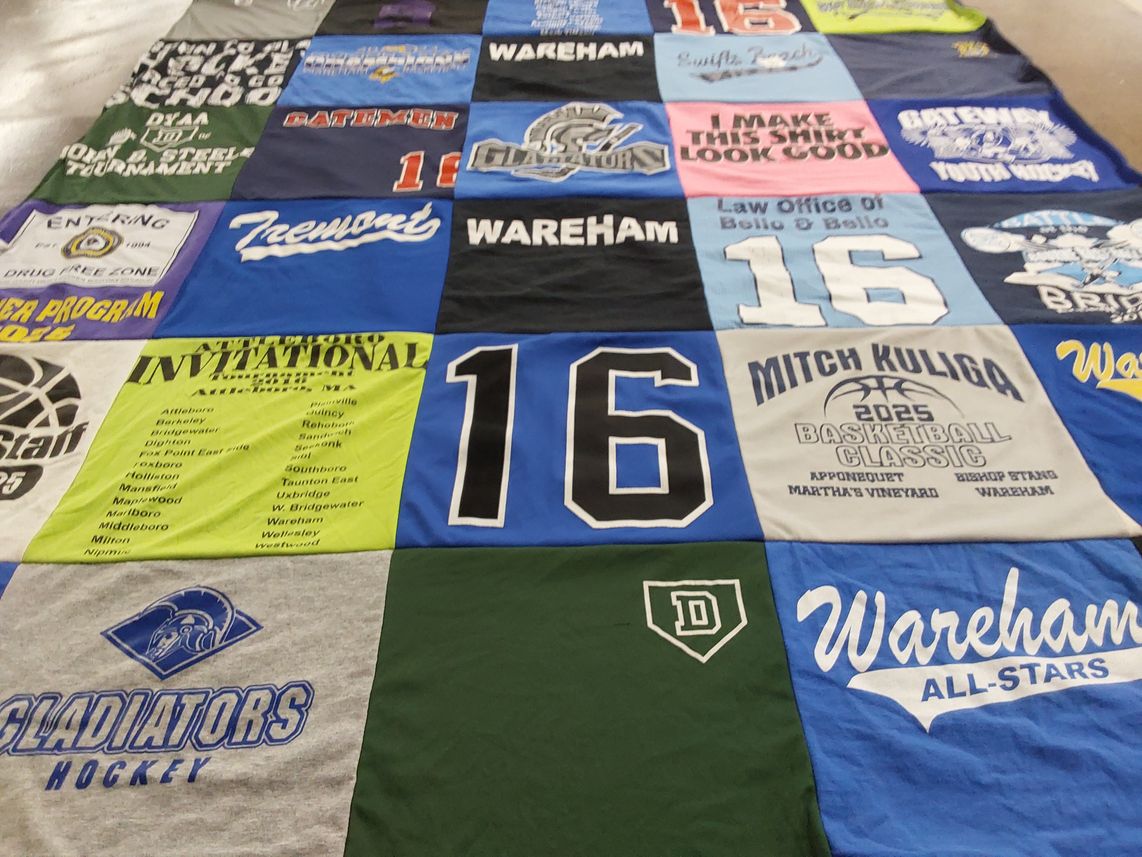 T-shirt quilt featuring wareham all-stars, gladiators hockey by Andrea from MA