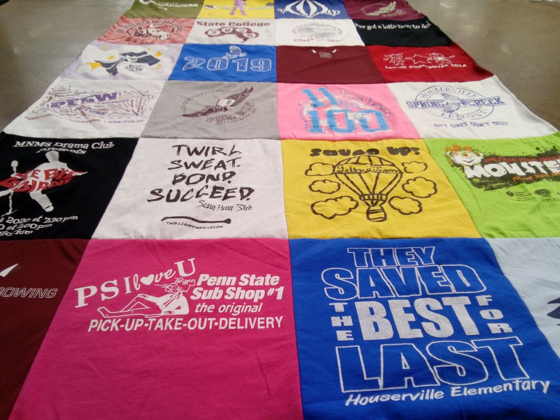 T-shirt quilt featuring yellow team by Kate from PA