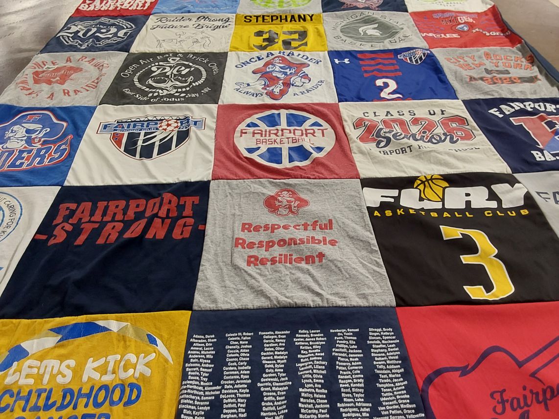 T-shirt quilt from fairport high school by Jennifer from NY