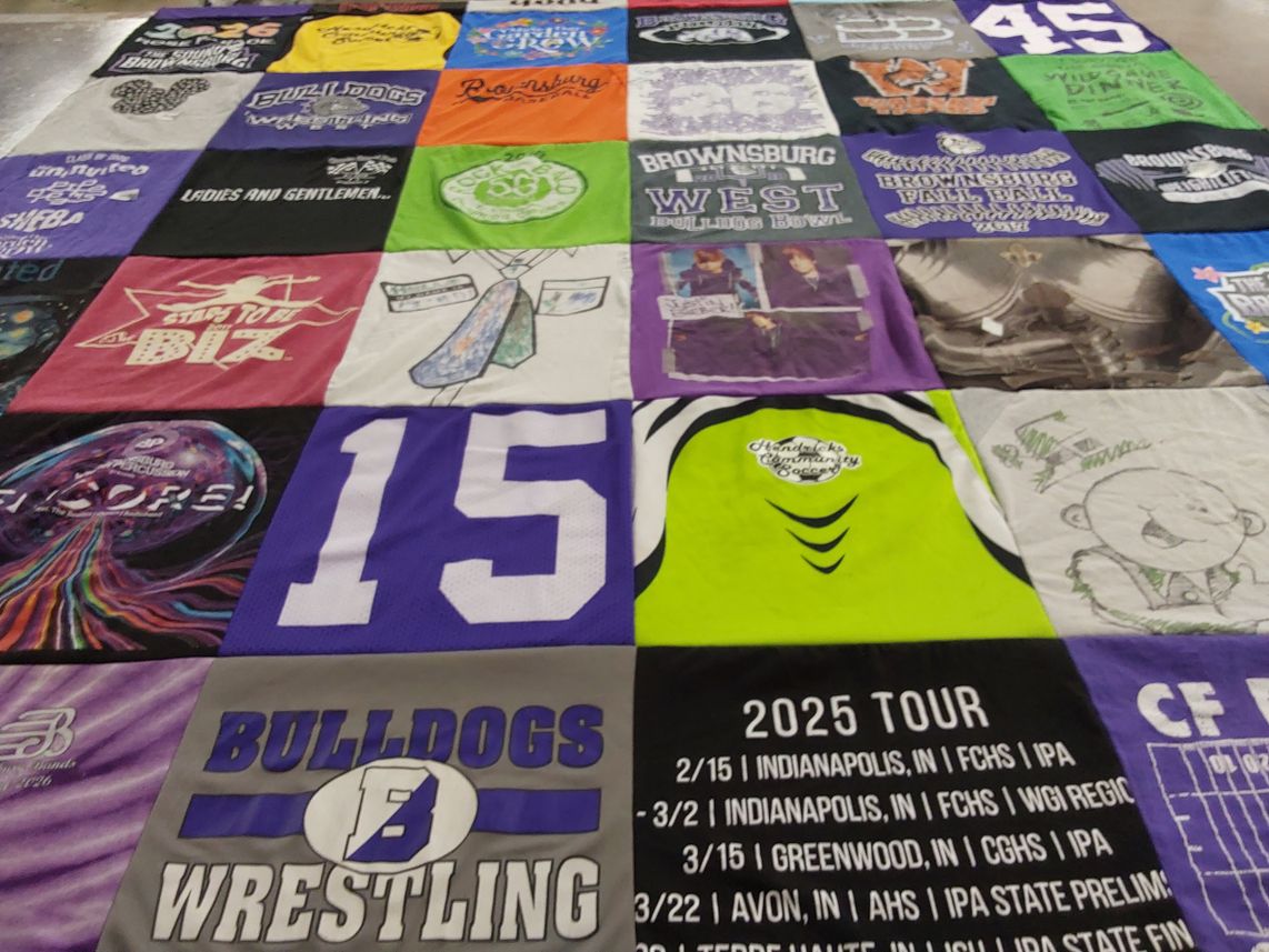 T-shirt quilt from brownsburg high school by Megan from IN