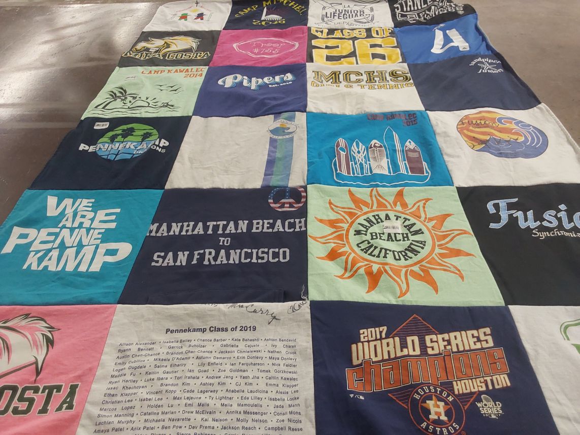 T-shirt quilt from mira costa high school, manhattan beach by Kristine from CA