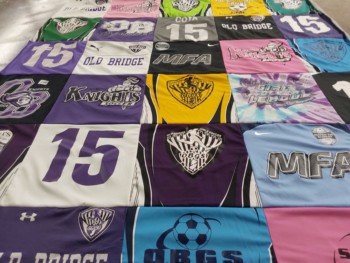 T-shirt quilt featuring old bridge knights soccer by Paola from NJ