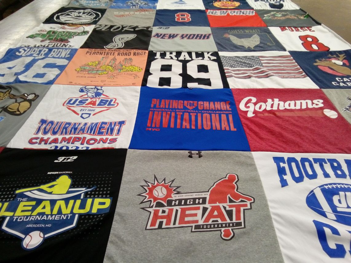 T-shirt quilt with sports, baseball themes by Andrew from GA