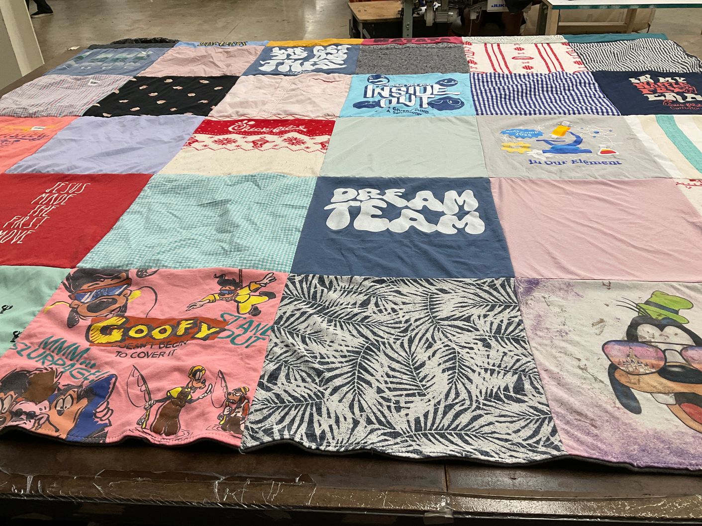 T-shirt quilt with disney, cartoons themes by Katie from GA