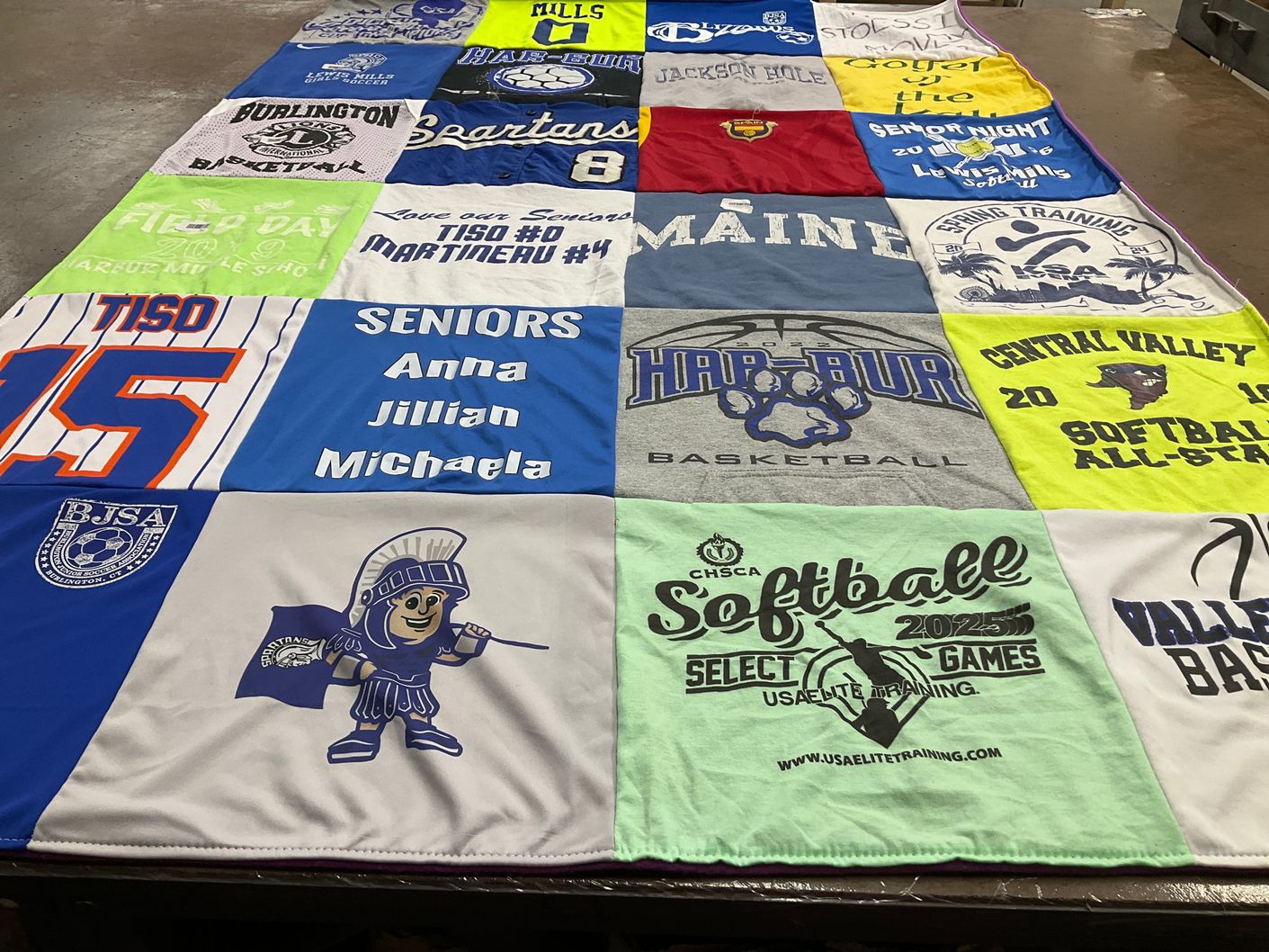 T-shirt quilt featuring spartan, softball by Deanna from CT
