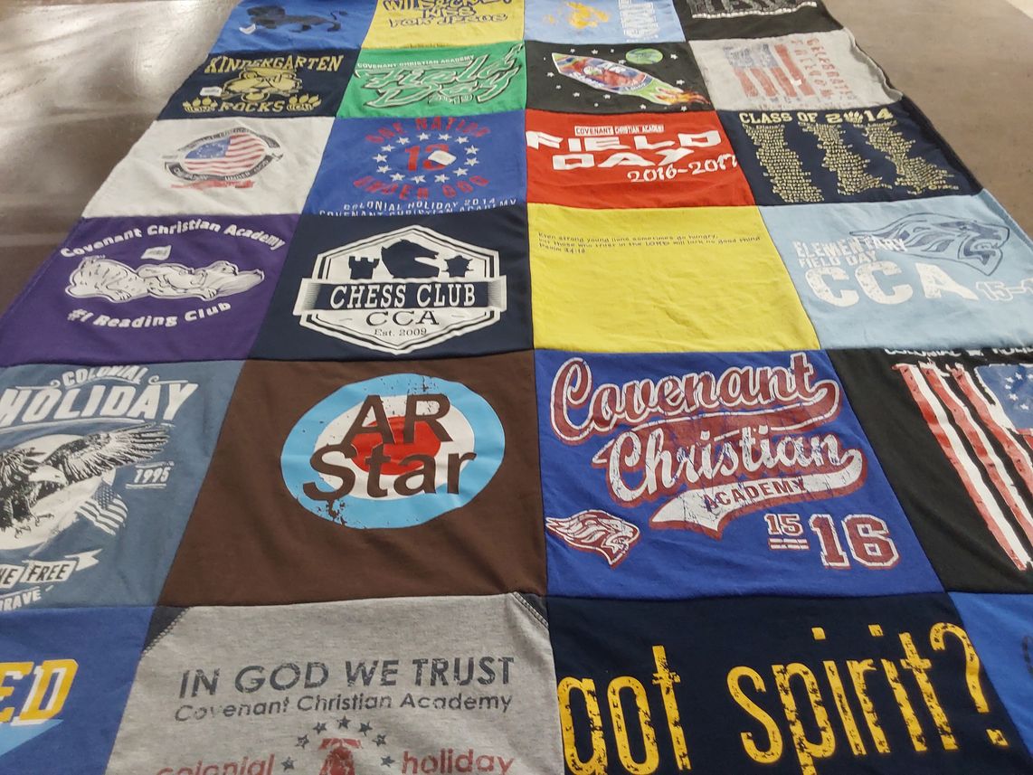 T-shirt quilt from covenant christian academy by Lindsay from TX