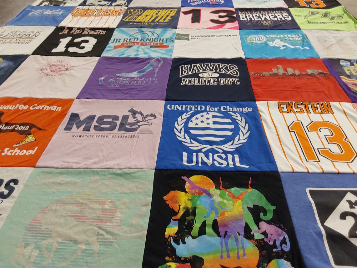 T-shirt quilt featuring hawks state, jr red knights by Jennie from WI