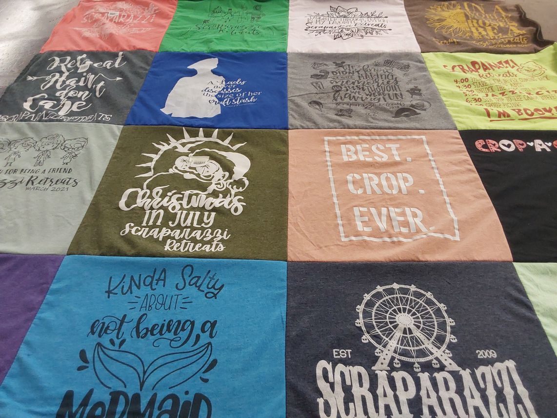 T-shirt quilt with scrapbooking, crafting themes by Debbie from KS