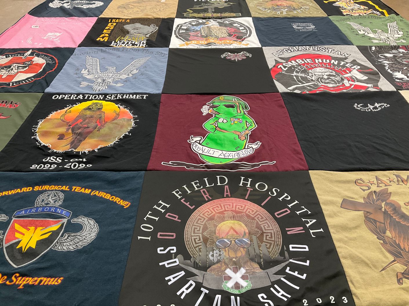 T-shirt quilt with military, history themes by Daniel from VA