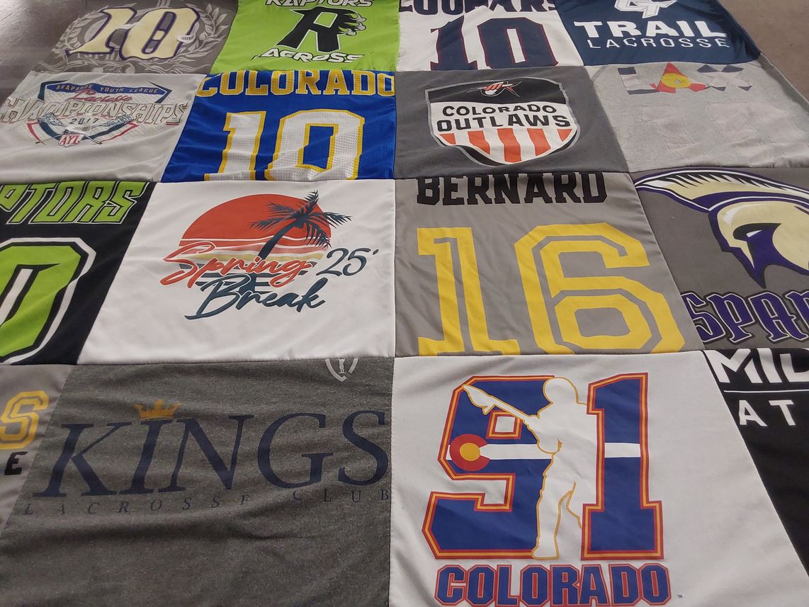 T-shirt quilt featuring colorado outlaws, raptors by Catherine from CO