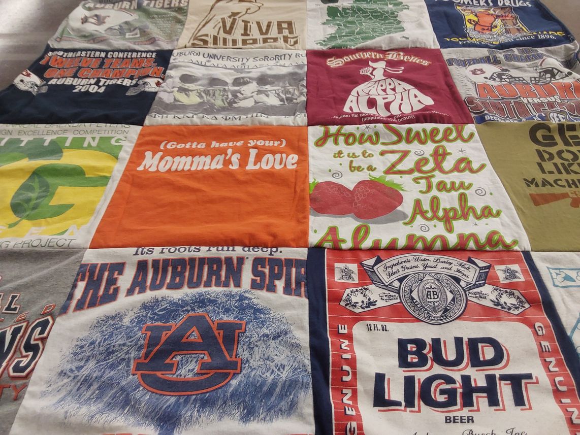 T-shirt quilt featuring auburn tigers by Morgan from TN