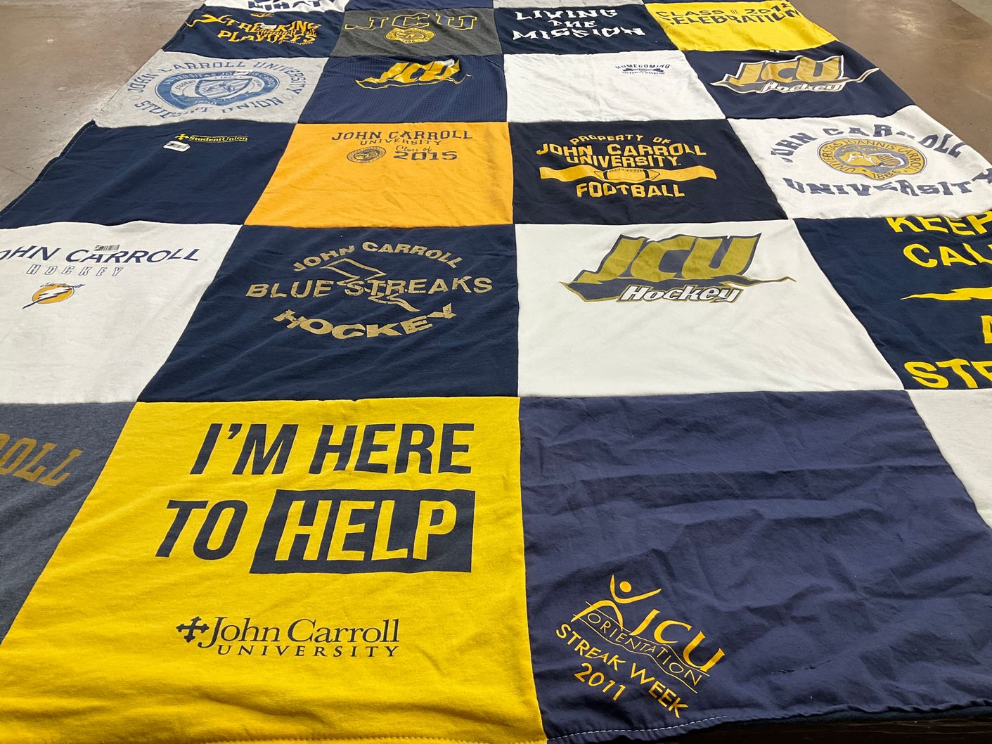 T-shirt quilt featuring john carroll blue streaks hockey, john carroll university football by Colleen from NY