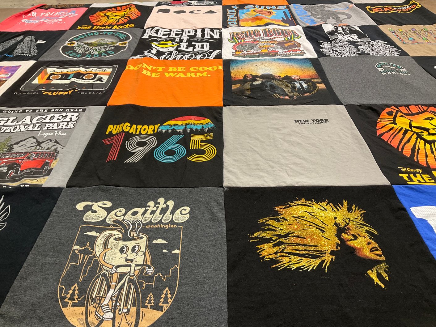 T-shirt quilt with outdoor, travel themes by Jetta Alison from NM