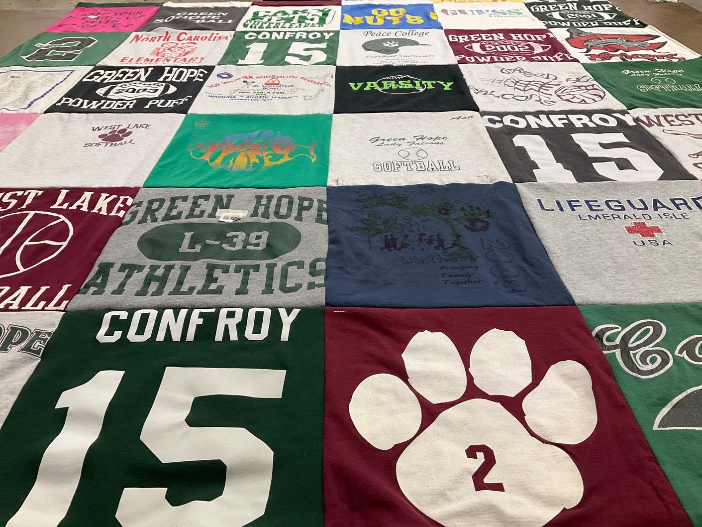 T-shirt quilt featuring green hope high school athletic team, west lake high school basketball team by Ashley from NC