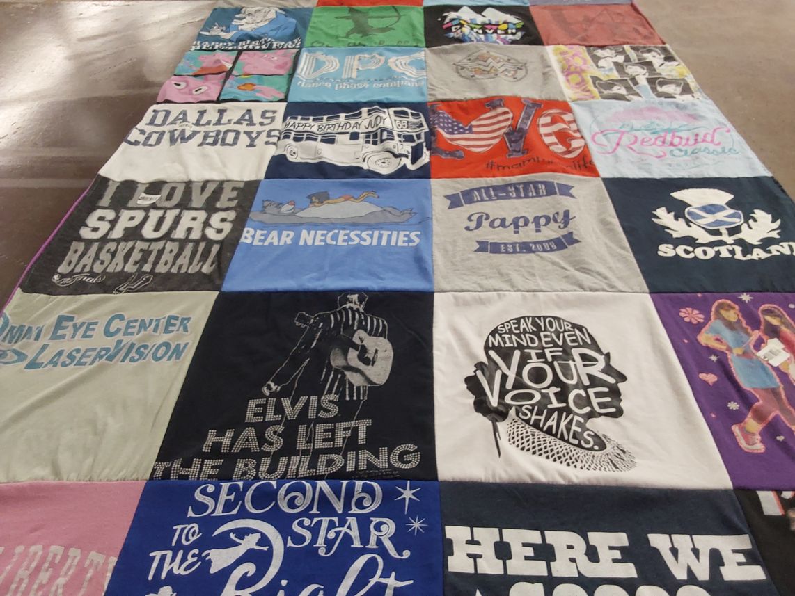 T-shirt quilt featuring dallas cowboys, spurs basketball by Lillian from OK