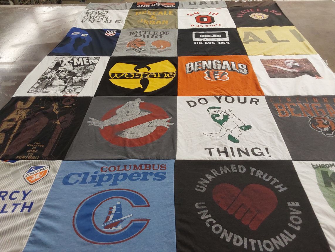 T-shirt quilt featuring cincinnati bengals, columbus clippers by Kanisha from OH