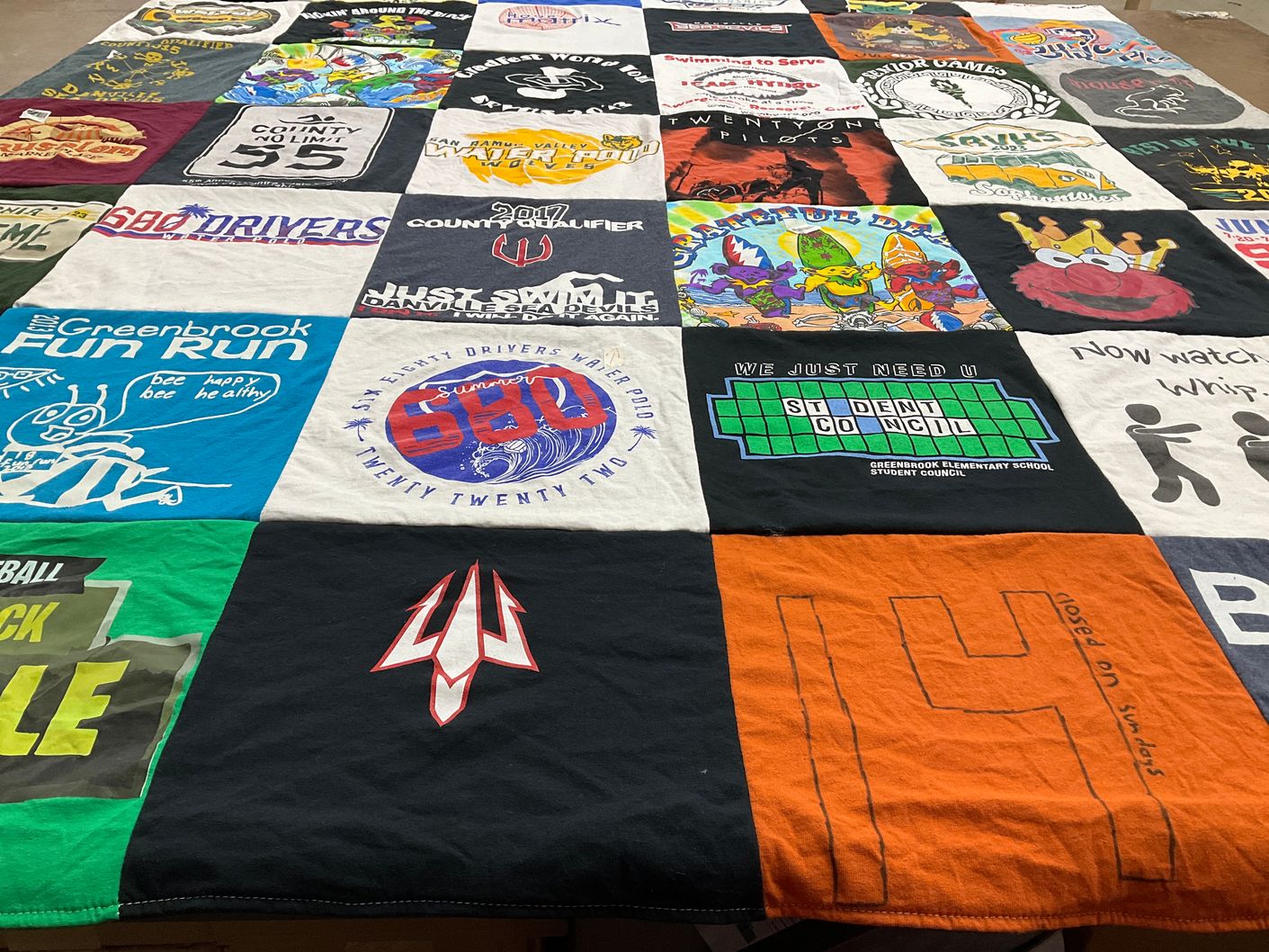 T-shirt quilt from greenbrook elementary school by Michelle from CA