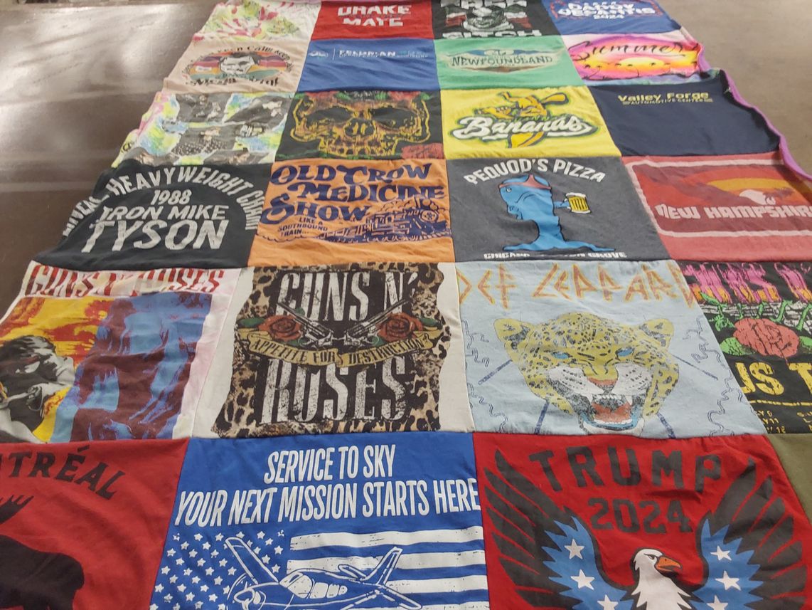 T-shirt quilt with music, food themes by Adrienne from MD