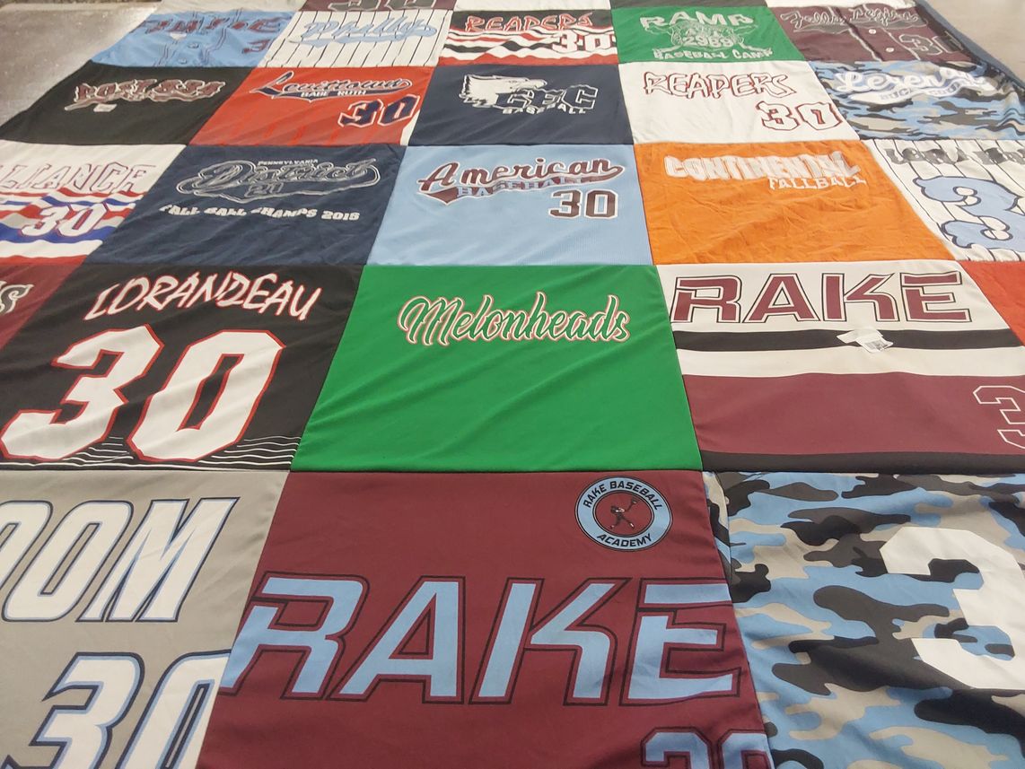 T-shirt quilt with baseball themes by Kerry from PA