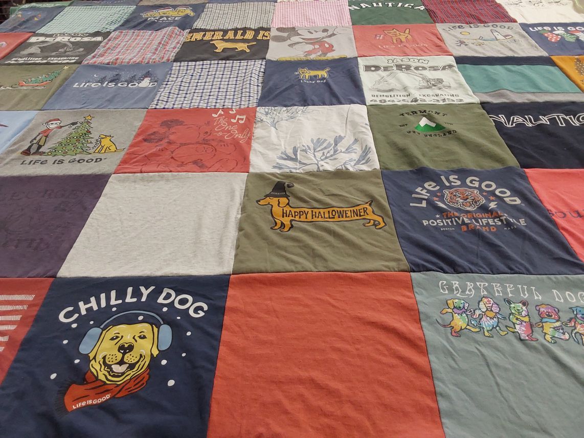 T-shirt quilt with dogs, halloween themes by stephen from MA