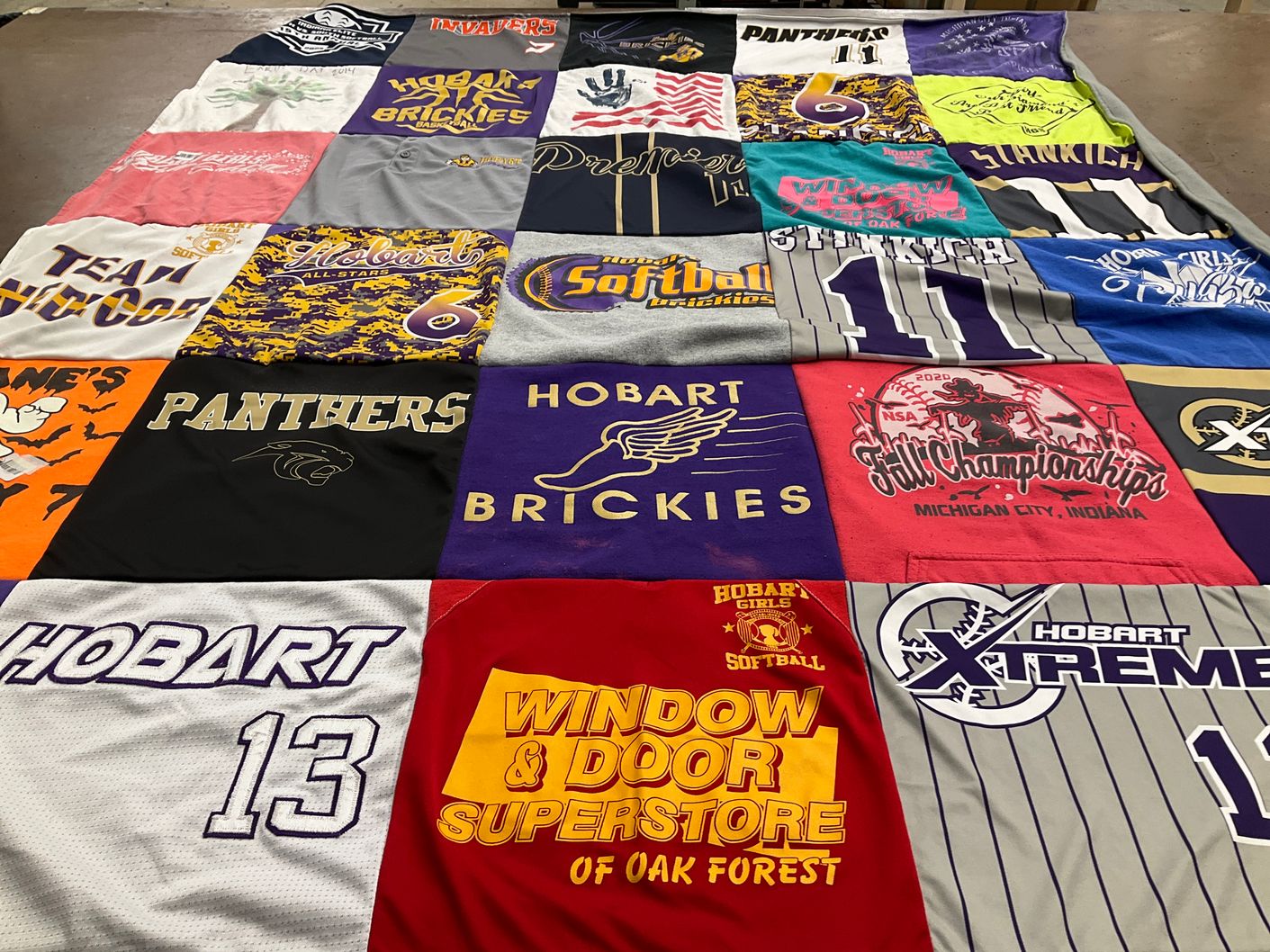 T-shirt quilt featuring hobart high school athletics, hobart panthers by Maxine from IN