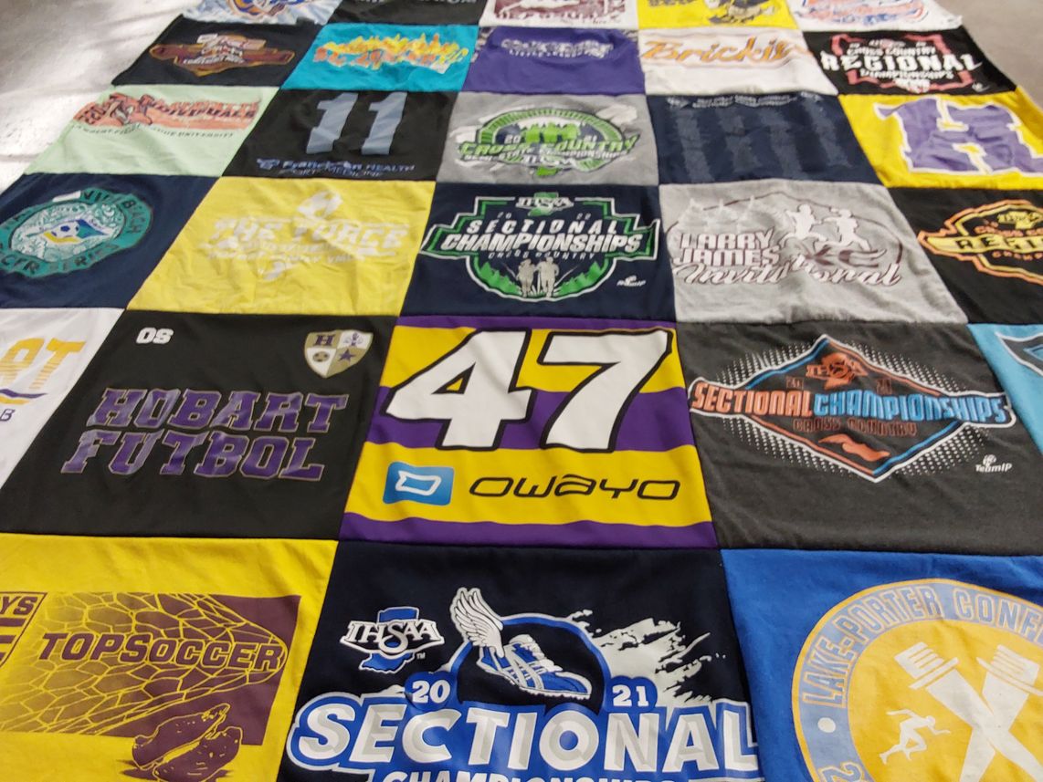 T-shirt quilt featuring hobart high school soccer team by Maxine from IN