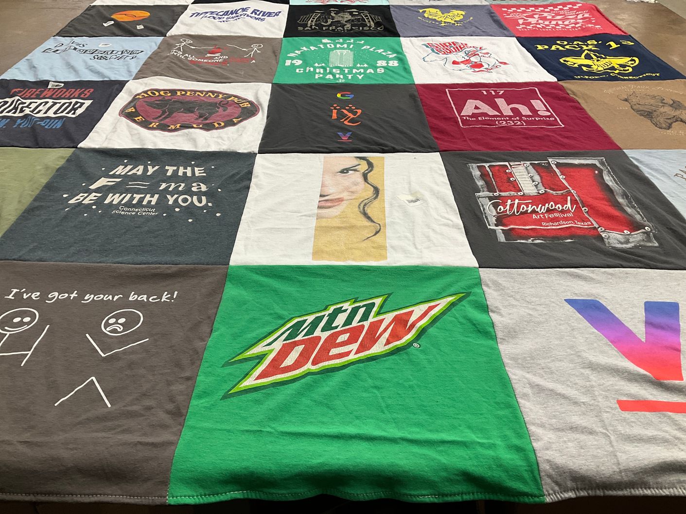 T-shirt quilt with art, science themes by Julie from CA