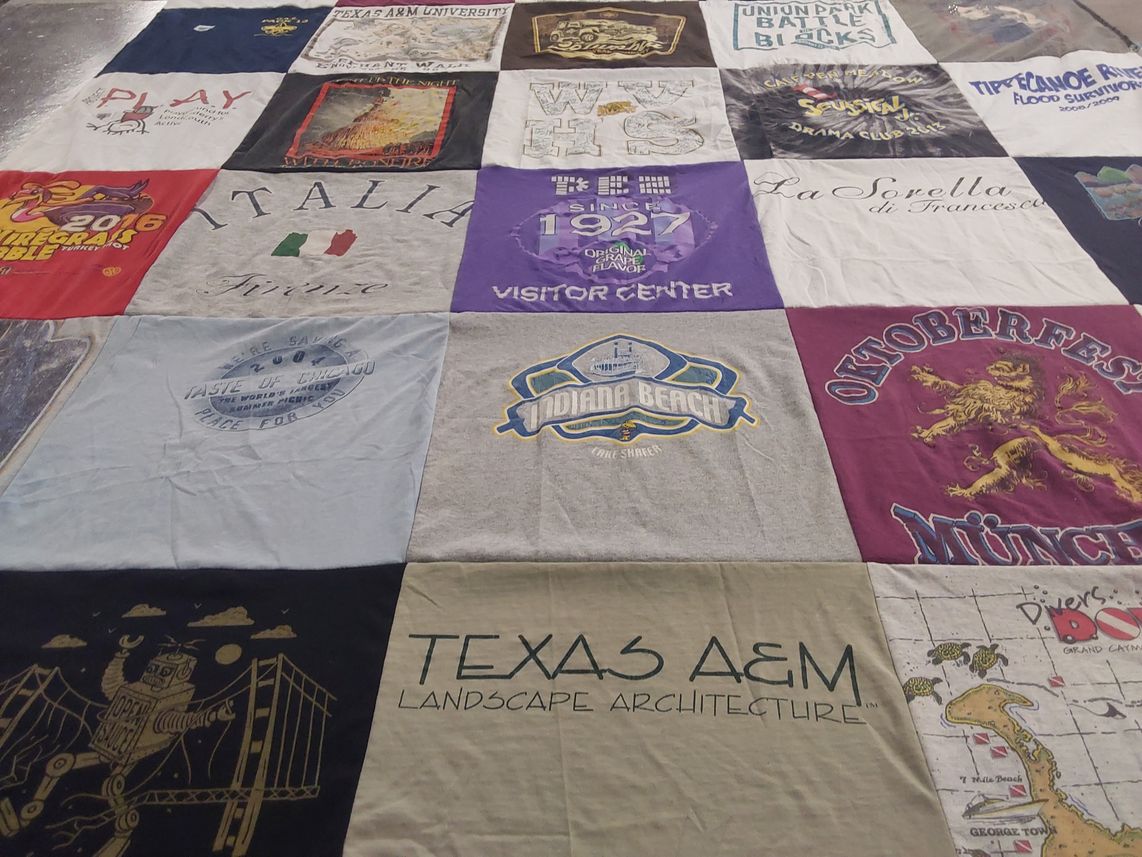 T-shirt quilt from texas a&m university, indiana beach by Julie from CA