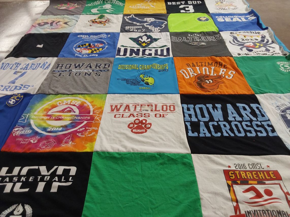 T-shirt quilt featuring baltimore orioles, howard lacrosse by Becky from MD