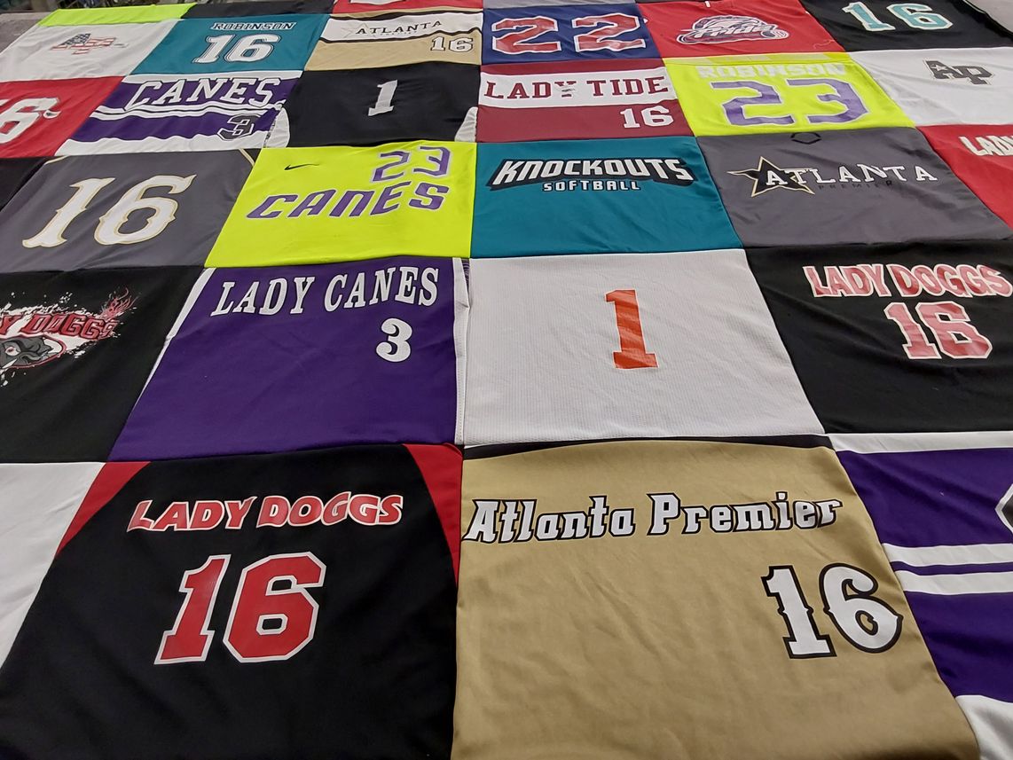 T-shirt quilt featuring lady doggs, lady canes by Laurie from GA