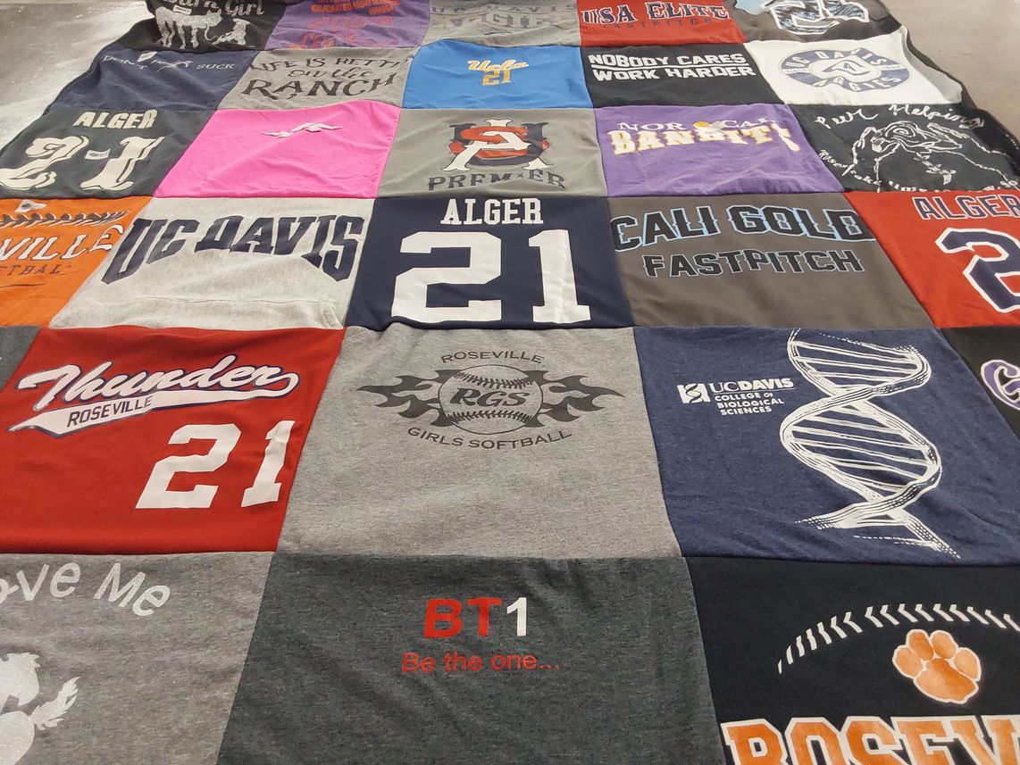 T-shirt quilt featuring roseville softball by Susanne from CA