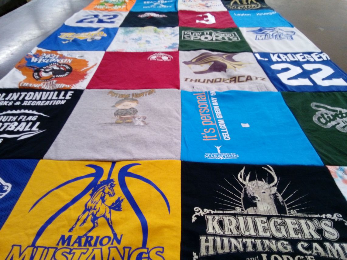 T-shirt quilt featuring marion mustangs, thundercatz by Brad from WI