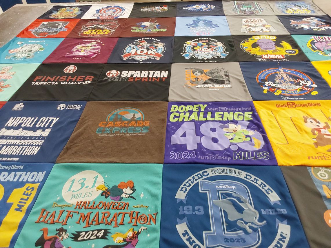 T-shirt quilt with running, marathons themes by HMC MIGUEL from WA