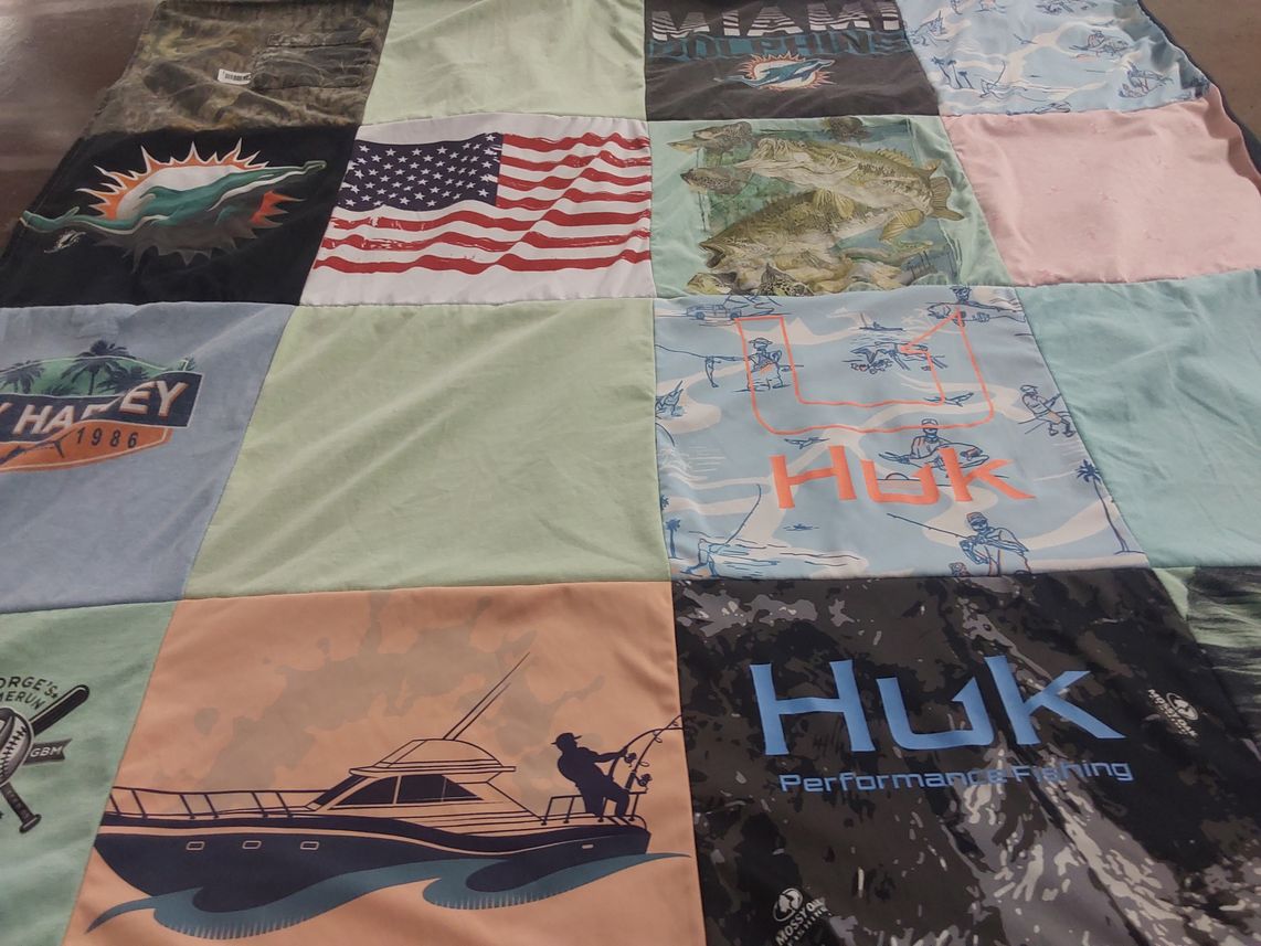 T-shirt quilt featuring miami dolphins by Christina from FL