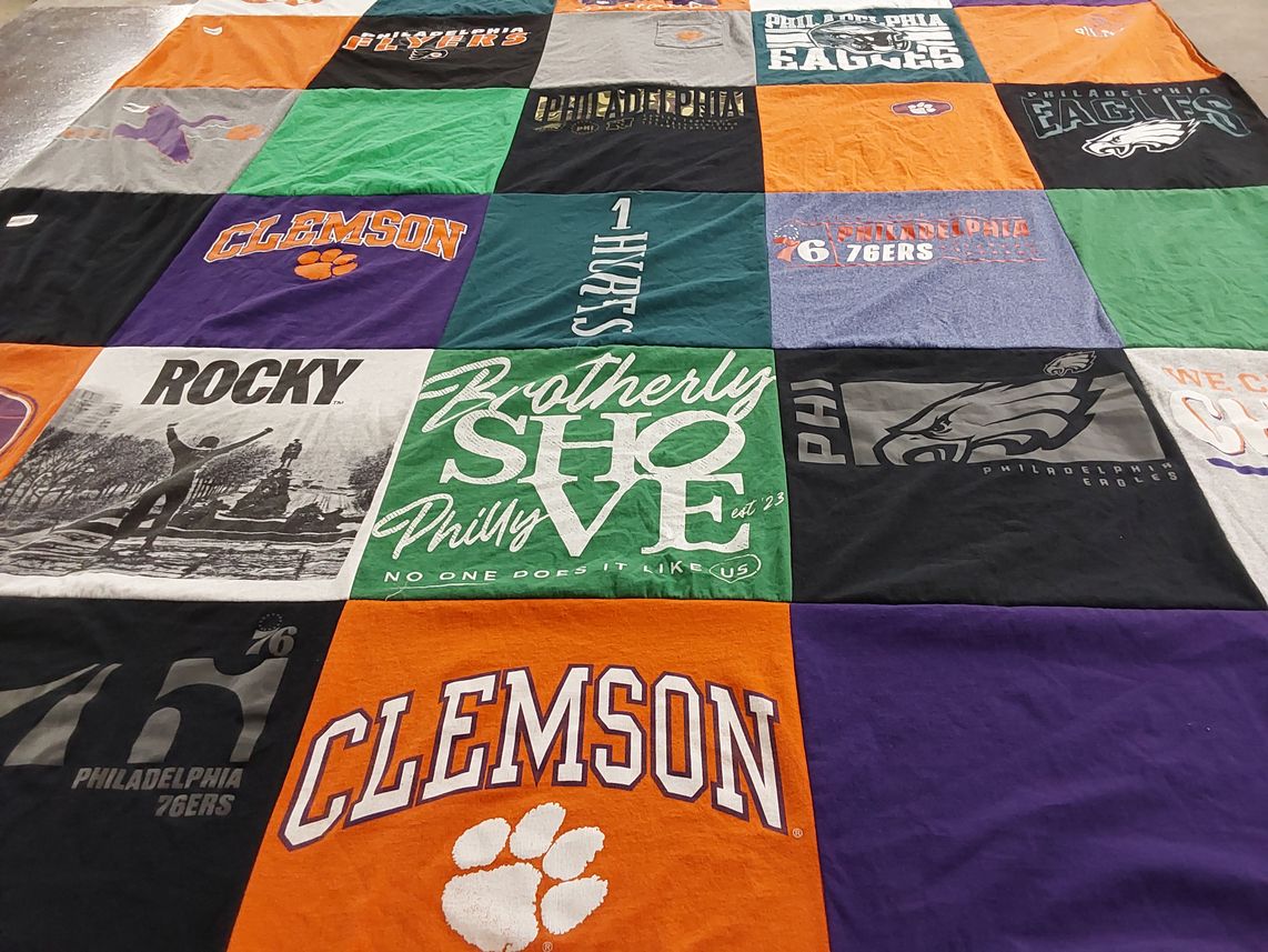 T-shirt quilt featuring philadelphia eagles, philadelphia 76ers by Jason from SC